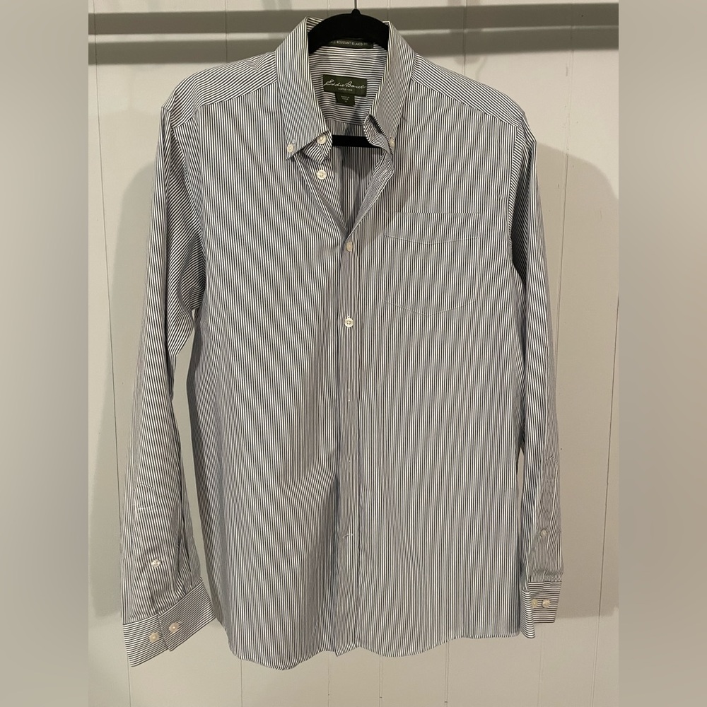 Eddie Bauer Blue and White Striped Button Down